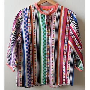 Vilagallo women's multi-color striped button down shirt size 36/2